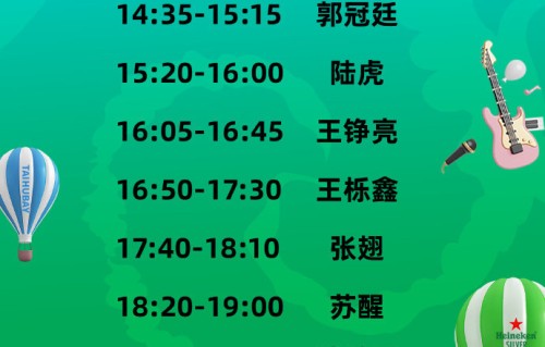 太湖湾音乐节5月4日演出阵容公布，张远、黄子弘凡等加盟