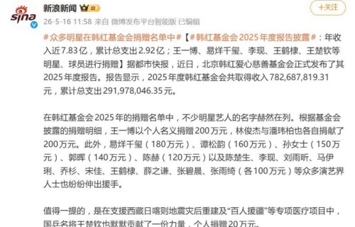 众多明星在韩红基金会捐赠名单中，网友:这份明星捐款名单太亮眼_新闻|北京韩红爱心慈善基金会|陈赫|易烊千玺|潘玮柏|王一博