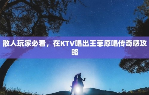 散人玩家必看,在KTV唱出王菲原唱传奇感攻略|我愿意|经典|演唱会|容易受伤的女人