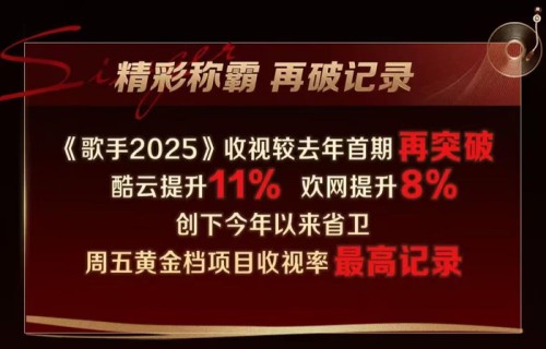 《歌手2025》收视拿下“断层第一”,首播“爆热”现象级领跑