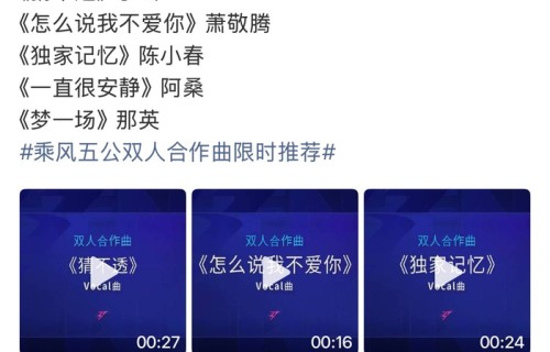 浪姐五公双人合作曲歌单公布