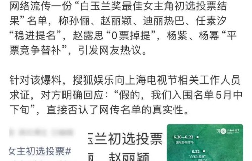 白玉兰工作人员辟谣网传最佳女主初选投票|上海电视节|白玉兰奖|官方